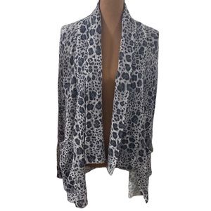 Line Cashmere snow leopard waterfront open sweater cardigan size XS